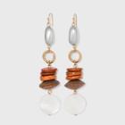 Glass Pearl And Wooden Drop Earrings - A New Day Gold