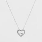 Target Pendant Sterling Silver Heart With Grandma And Cubic Zirconia On Chain - Silver/clear