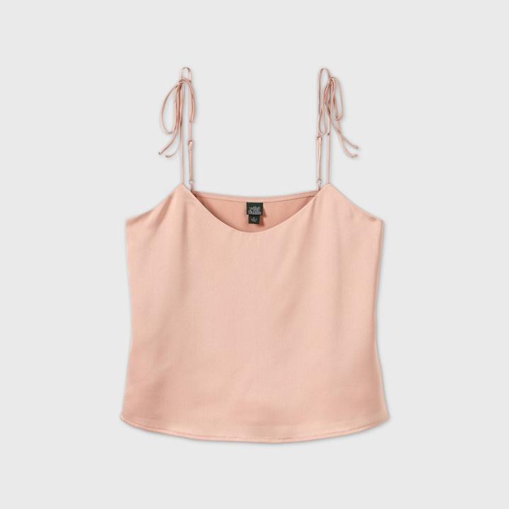 Women's Tie Strap Satin Cami - Wild Fable Pink