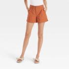 Women's High-rise Utility Chino Shorts - A New Day Orange