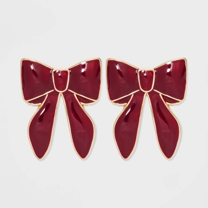 Sugarfix By Baublebar Pretty Bow Stud Earrings - Burgundy, Red