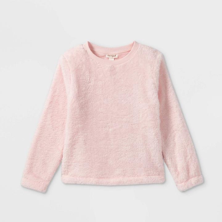 Girls' Sherpa Pullover Sweatshirt - Cat & Jack Powder Pink