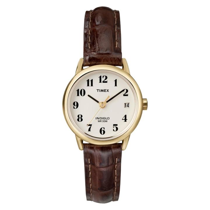 Women's Timex Easy Reader Watch With Leather Strap - Gold/brown T20071jt