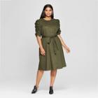 Women's Plus Size Short Shirred Sleeve Dress - Who What Wear Olive X, Green
