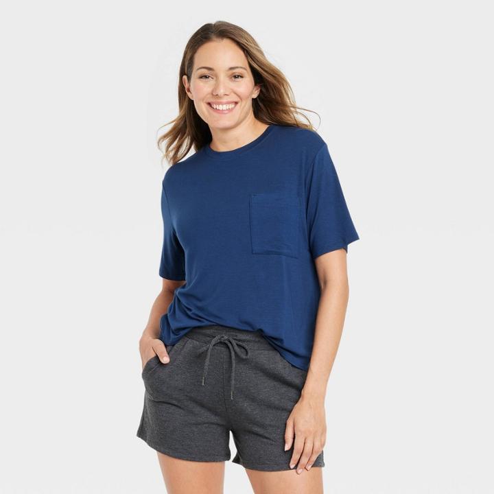 Women's Beautifully Soft Short Sleeve Sleep T-shirt - Stars Above Navy Blue
