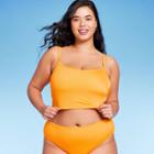 Women's Ribbed Longline Bralette Bikini Top - Wild Fable Orange