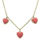 Distributed By Target Ellen 18k Gold Overlay Enamel Heart Dangle Necklace - Pink, Girl's