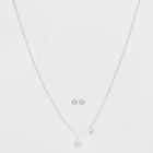Silver Plated Cubic Zirconia Initial 'v' Chain Pendant Necklace And Earring Set - A New Day