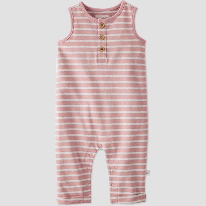 Baby Girls' Organic Cotton Striped Jumpsuit - Little Planet By Carter's Pink Newborn