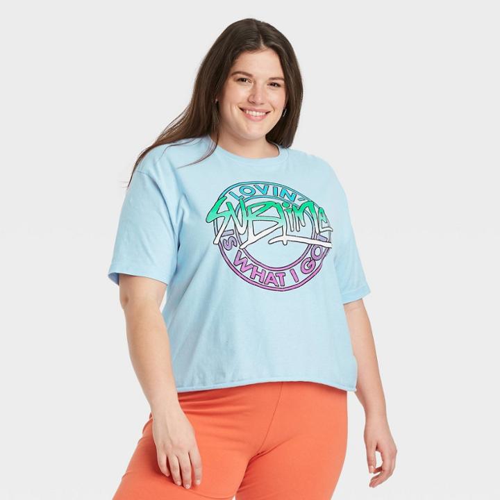 Merch Traffic Women's Sublime Plus Size Short Sleeve Oversized Graphic T-shirt - Blue