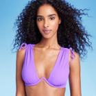 Women's Underwire Tunneled Shoulder Tie Bikini Top - Shade & Shore Purple