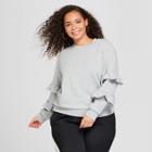 Women's Plus Size Long Sleeve Flounce Trim Sweatshirt - Who What Wear Gray 1x,