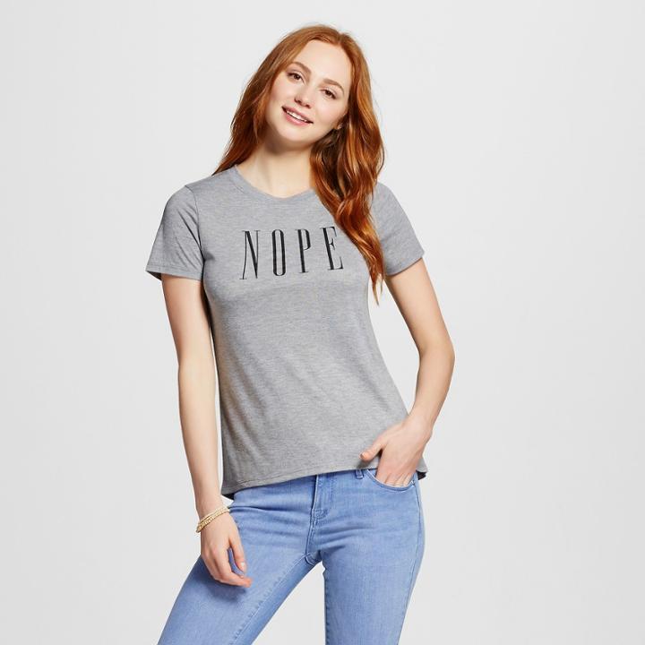 Modern Lux Women's Nope Graphic T-shirt Charcoal Gray Xs - Modern