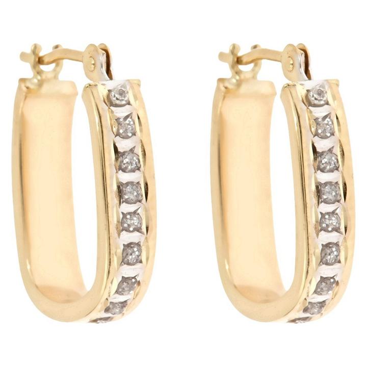 Target Sterling Silver Hoop Earrings With Diamond Accents - Yellow