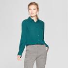 Women's Long Sleeve Crepe Blouse - A New Day Green
