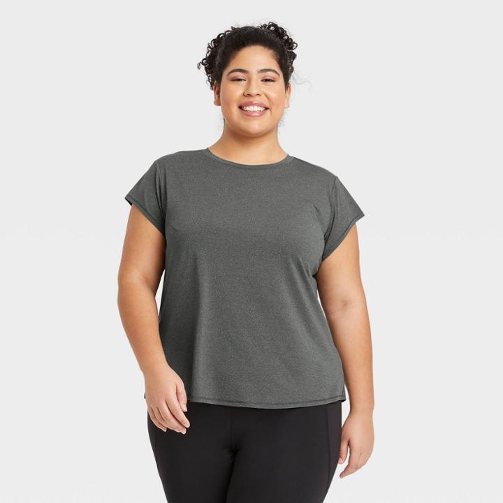 Women's Plus Size Sprint Free Run Short Sleeve T-shirt - All In Motion Heathered Black
