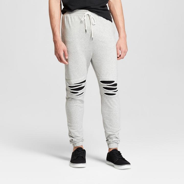 Men's Destructed Rip & Repair Knit Jogger Pants - Jackson Heather Gray