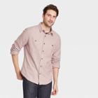 Men's Standard Fit Novelty Flannel Long Sleeve Collared Button-down Shirt - Goodfellow & Co Burgundy