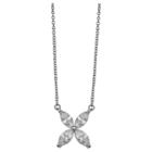 Distributed By Target Women's Cubic Zirconia Flower Necklace In Sterling Silver - Silver/clear