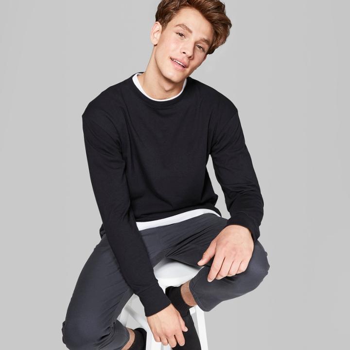 Target Men's Long Sleeve Boxy T-shirt - Original Use Black