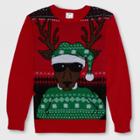Well Worn Boys' Reindeer Sunglasses Ugly Christmas Sweater - Red