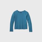 Girls' Raglan Pointelle Long Sleeve T-shirt - Art Class Blue