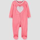 Baby Girls' Dot Heart Footed Pajama - Just One You Made By Carter's Pink Newborn