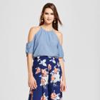 Women's Cold Shoulder Tie Sleeve Top - Love @ First Sight (juniors') - Blue