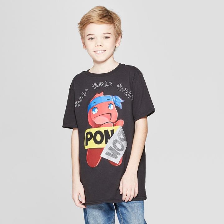 Boys' Ninja Pon Pon Short Sleeve T-shirt - Black