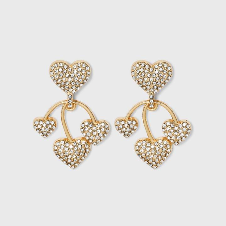 Sugarfix By Baublebar Rhinestone Heart Drop Earrings - Gold