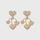 Sugarfix By Baublebar Rhinestone Heart Drop Earrings - Gold