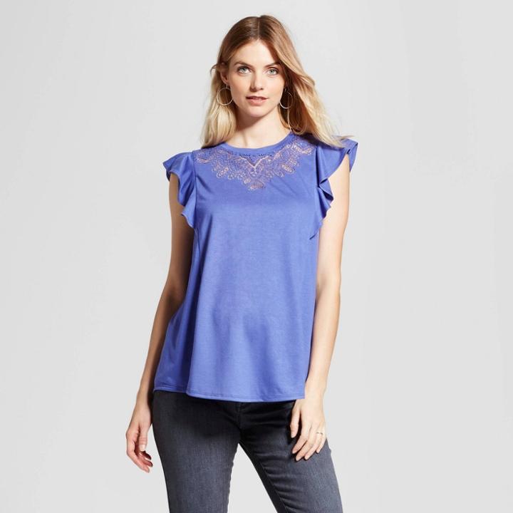 Maternity Flutter Sleeve Top - Isabel Maternity By Ingrid & Isabel Blue