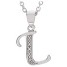 Journee Collection 1/10 Ct. T.w. Round-cut Diamond Letter Pave Set Pendant Necklace In Sterling Silver - Silver, L (18), Girl's, Size: Large, Silver