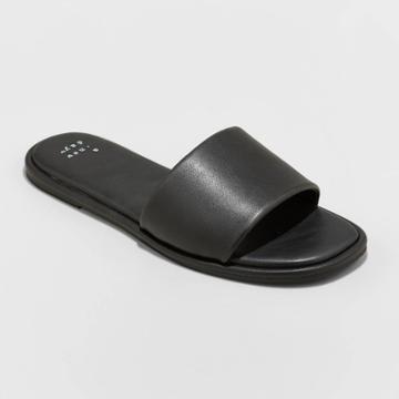 Women's Lulu Slide Sandals - A New Day Black
