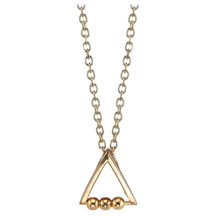 Target Women's Sterling Silver Triangle With Beads Station Necklace - Gold
