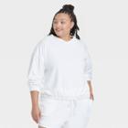 Women's Plus Size Long Sleeve Terry Hooded Shirt - Ava & Viv Cream X, Ivory