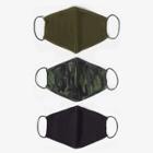 Social Standard By Sanctuary Sanctuary Adult 3pk Cotton Face Mask - Black/olive Camo