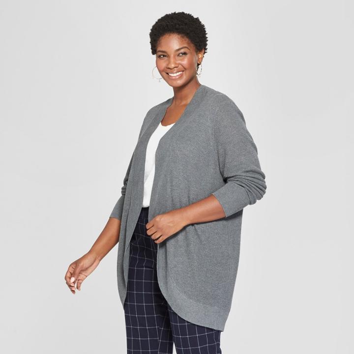 Women's Plus Size Cocoon Cardigan - Ava & Viv Heather Gray X