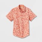 Boys' Tropical Dino Print Short Sleeve Challis Woven Shirt - Cat & Jack Coral Pink