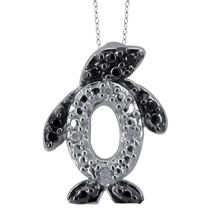 Distributed By Target 120 Ct.t.w. Round-cut Black And White Diamond Pave Set Penguin Pendant - White