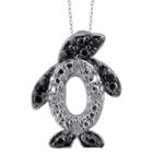 Distributed By Target 120 Ct.t.w. Round-cut Black And White Diamond Pave Set Penguin Pendant - White