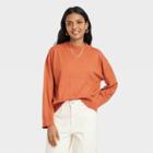Women's Fine Gauge Crewneck Sweater - A New Day Rust