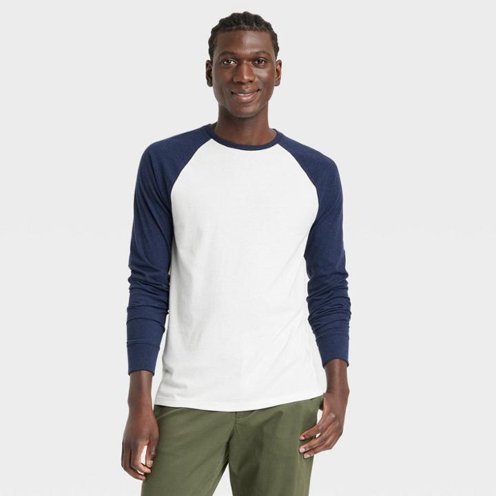 Men's Long Sleeve Lyndale T-shirt - Goodfellow & Co Blue