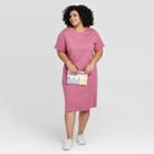 Women's Plus Size Short Sleeve T-shirt Dress - A New Day Purple 1x, Women's,