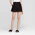 Women's Mid-rise Self Belt Shorts - Who What Wear Black