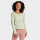Girls' Exposed Seam Long Sleeve T-shirt - Art Class Light Green Floral