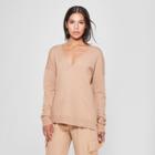 Women's Long Sleeve V-neck Pullover Sweater - Prologue Tan