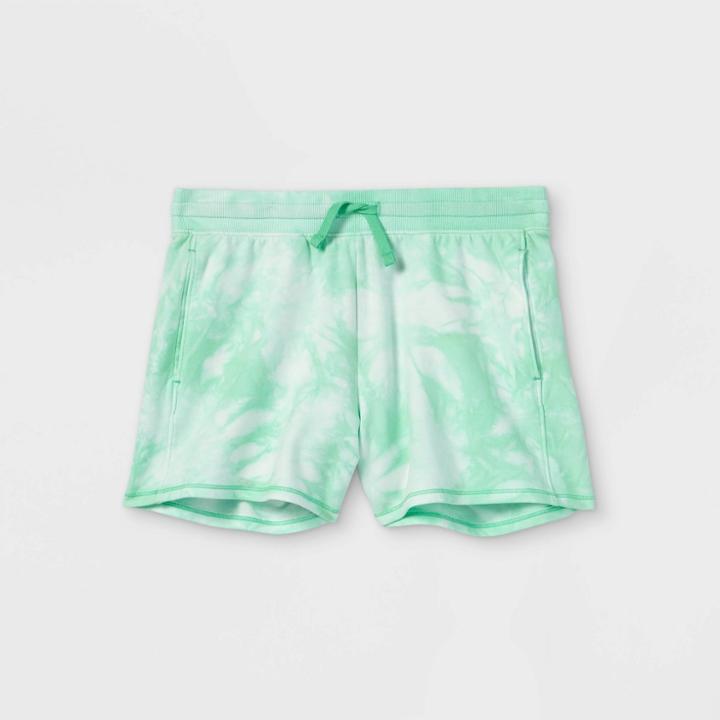 Girls' Lightweight Fleece Shorts - All In Motion Green
