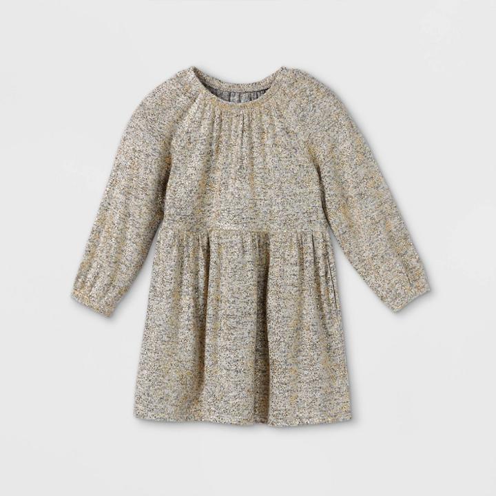 Toddler Girls' Cozy Sparkle Long Sleeve Dress - Cat & Jack Gray
