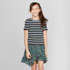 Girls' Short Sleeve Stripe T-shirt - Art Class Black